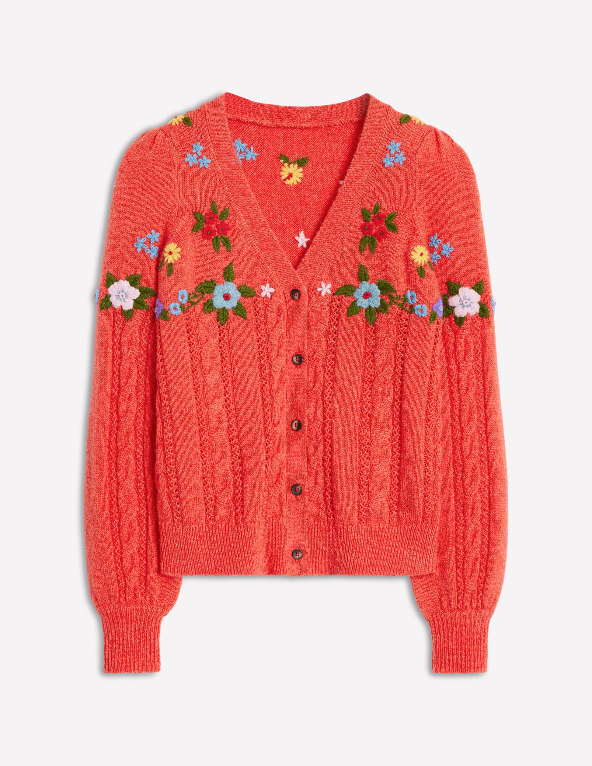Fluffy Embroidered Cardigan-Firecracker Red-8