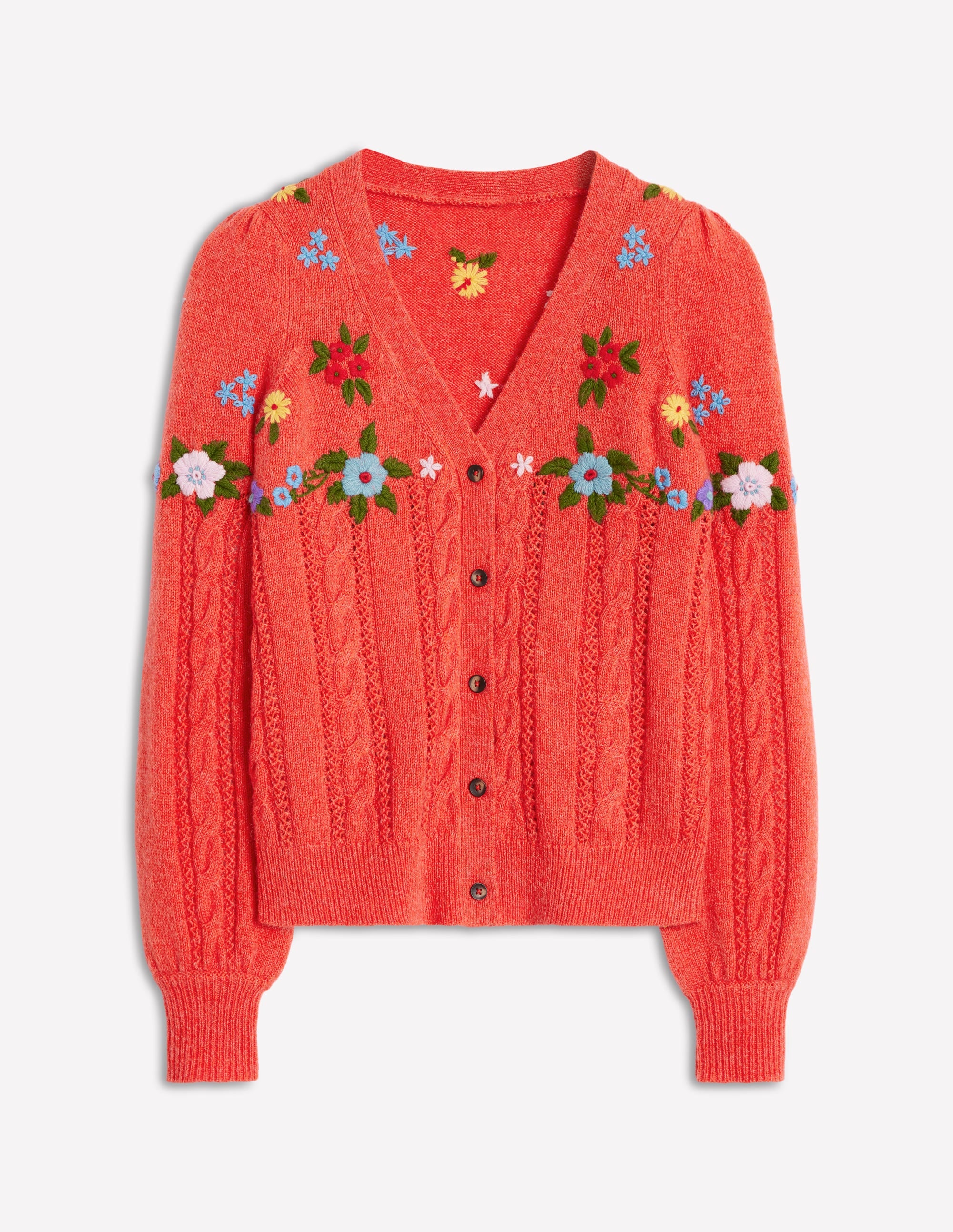 Fluffy Embroidered Cardigan-Firecracker Red - Image 8