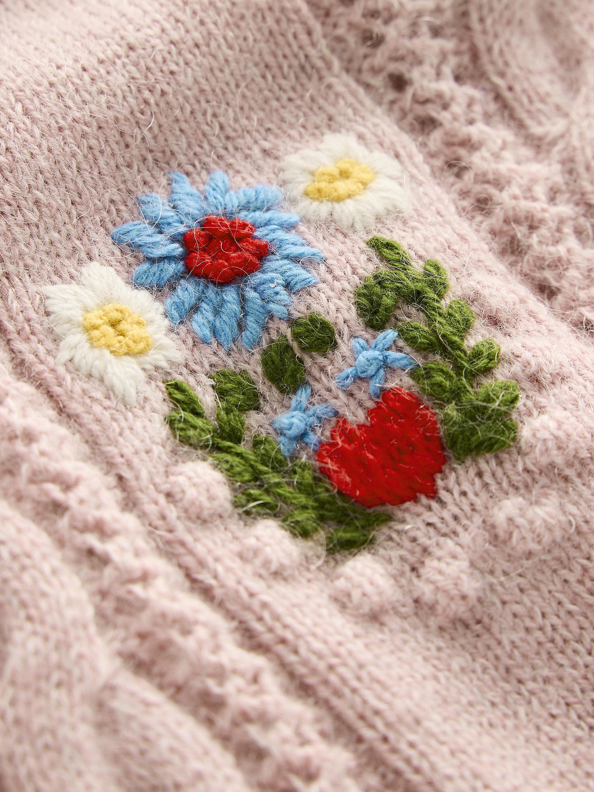 Fluffy Embroidered Jumper-Soft Lavender Pink Boden UK