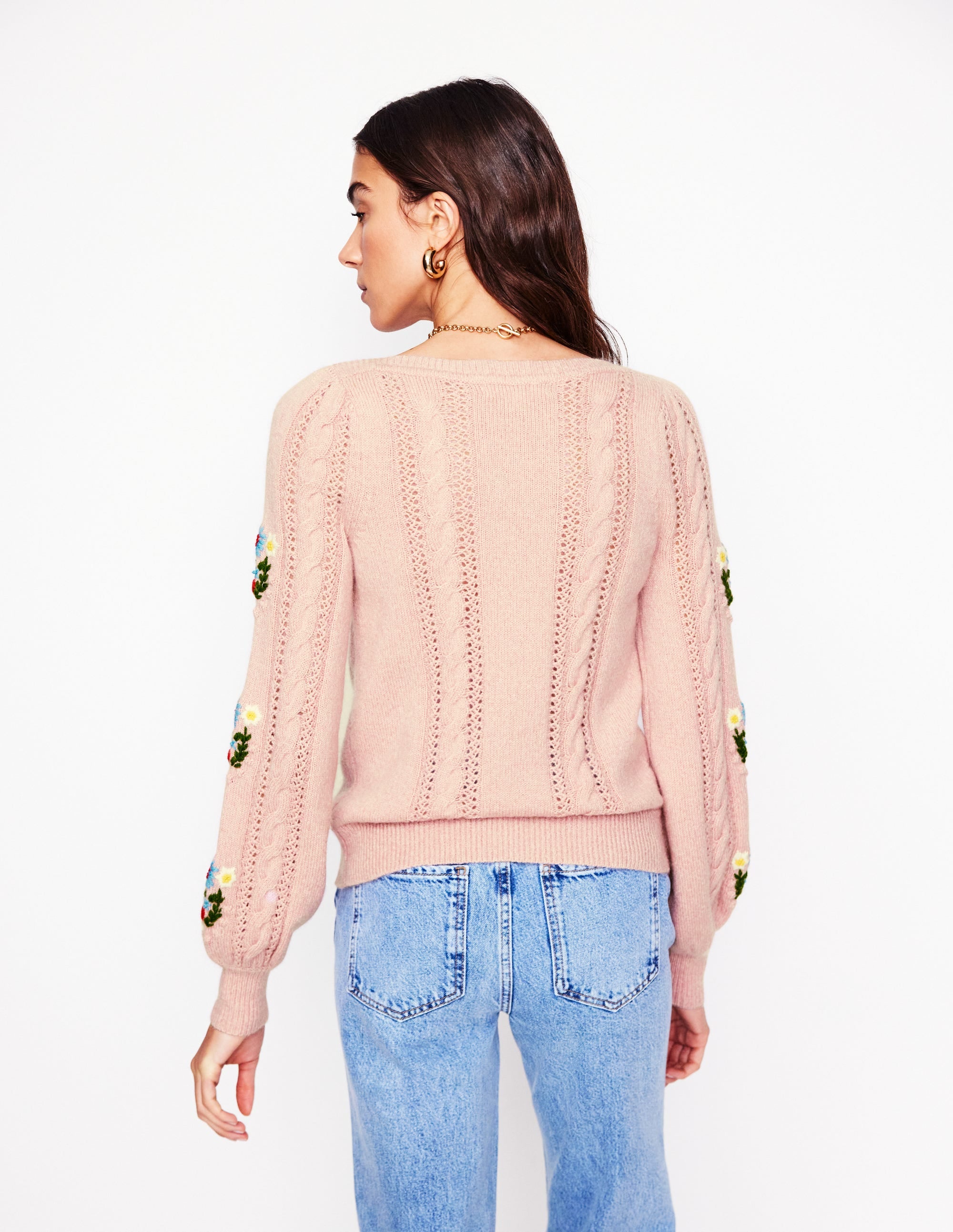 Fluffy Embroidered Jumper-Soft Lavender Pink - Image 4