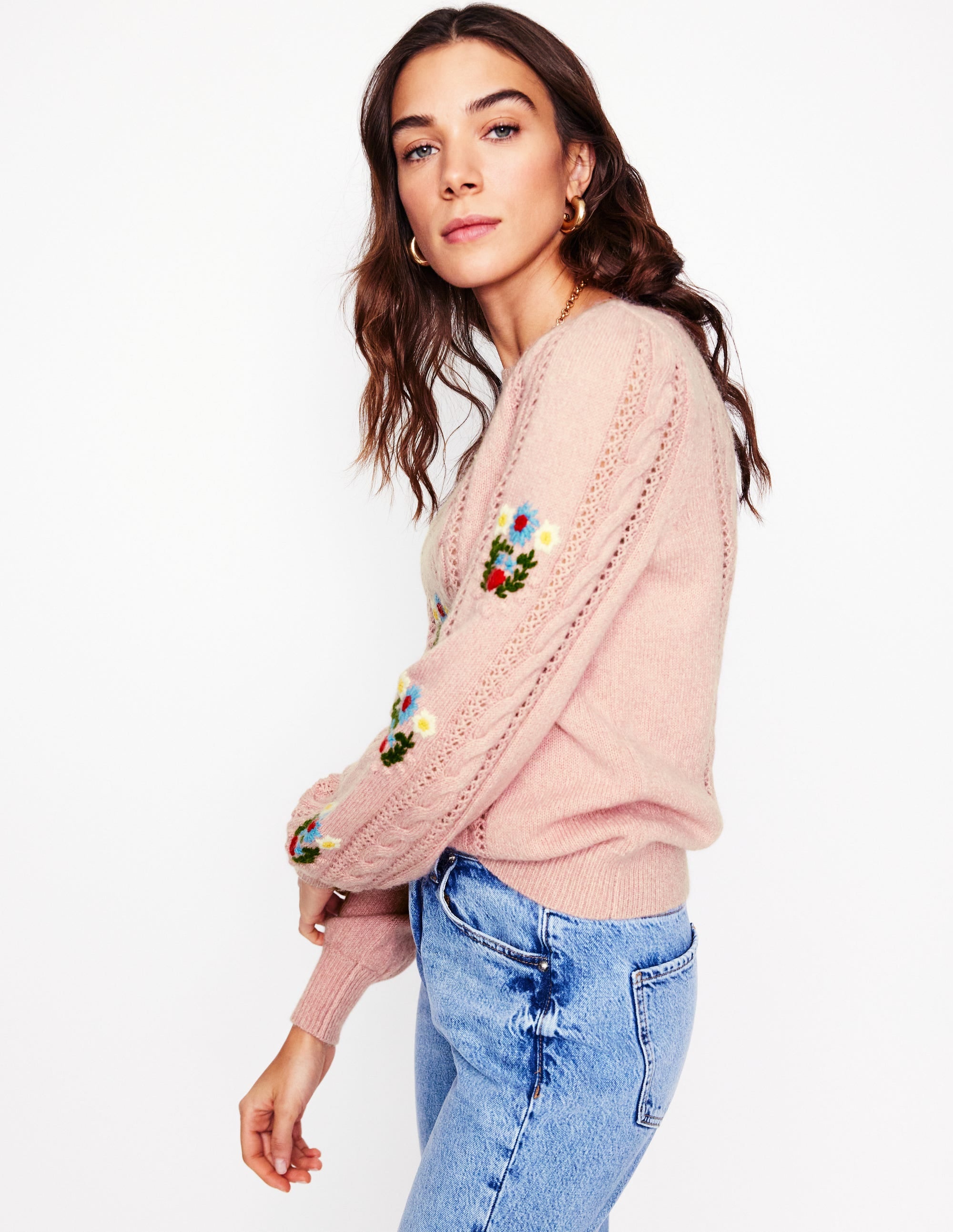 Fluffy Embroidered Jumper-Soft Lavender Pink - Image 5