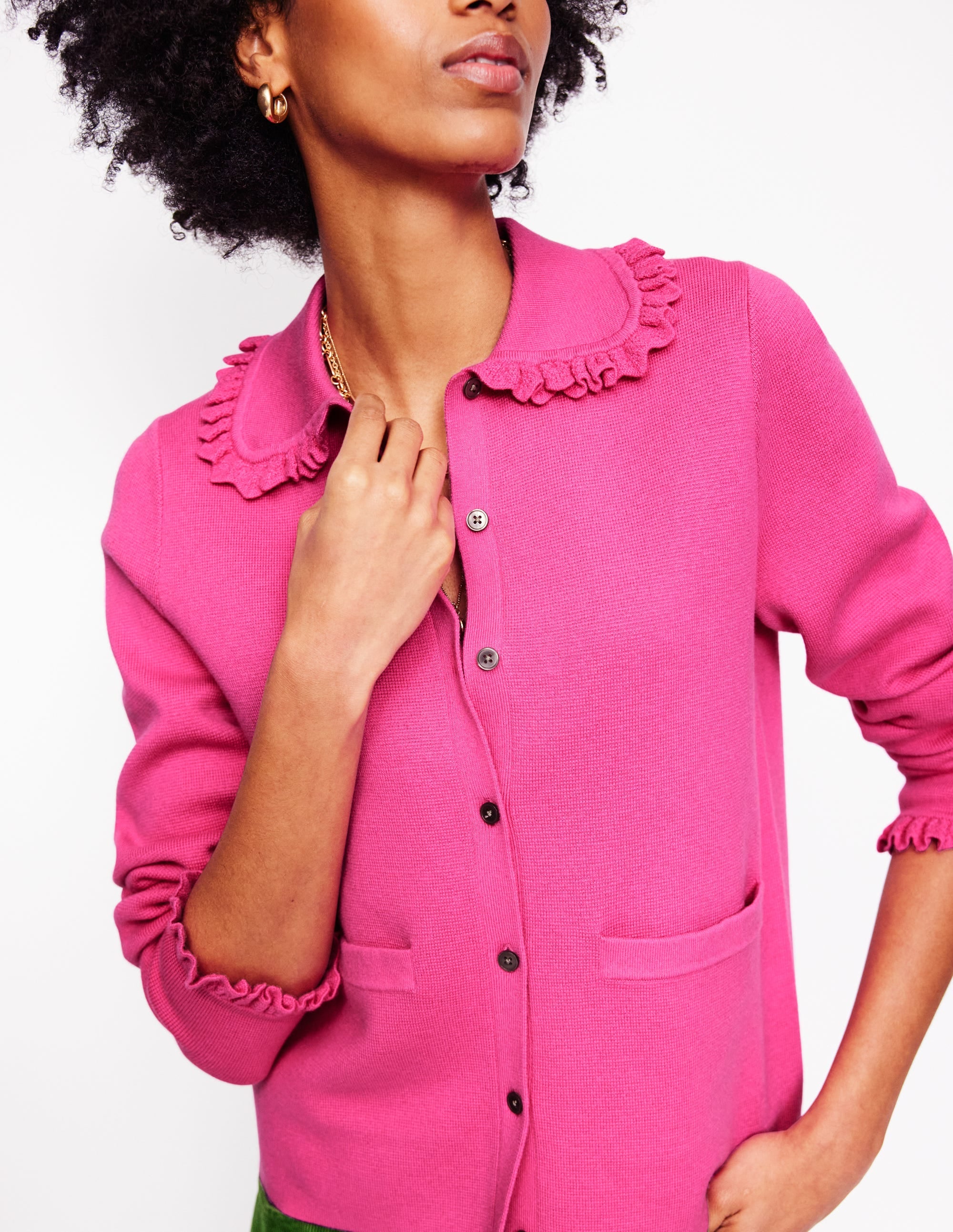 Jessie Frill Collared Cardigan-Sorbet Pink - Image 2