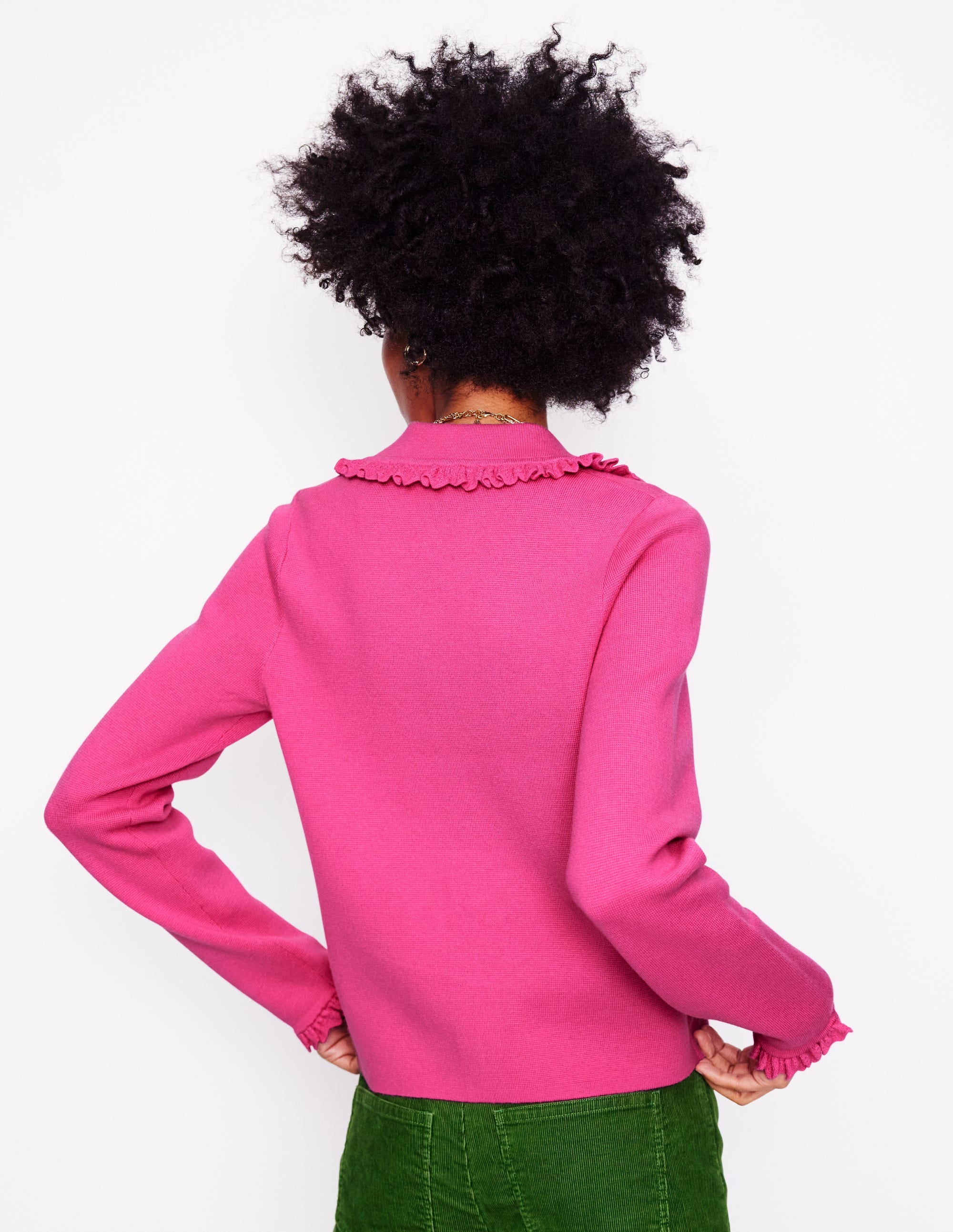 Jessie Frill Collared Cardigan-Sorbet Pink - Image 3