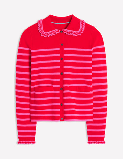 Jessie Frill Collared Cardigan-Poppy Red, Sorbet Pink Stripe-6
