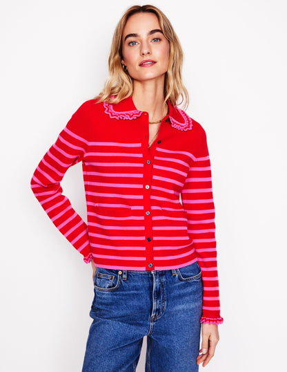 Jessie Frill Collared Cardigan-Poppy Red, Sorbet Pink Stripe-4