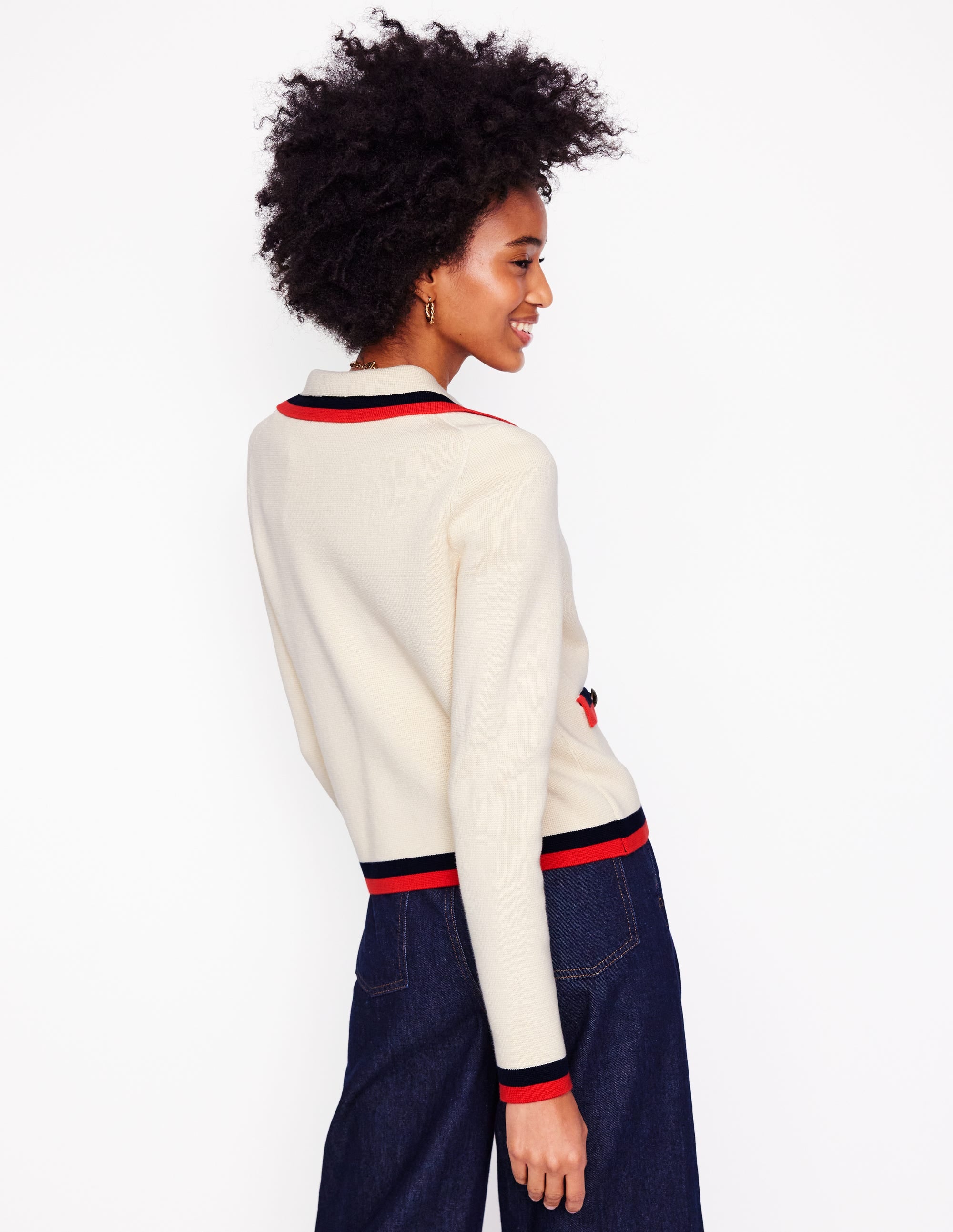 Holly Collared Knitted Jacket-Warm Ivory - Image 3