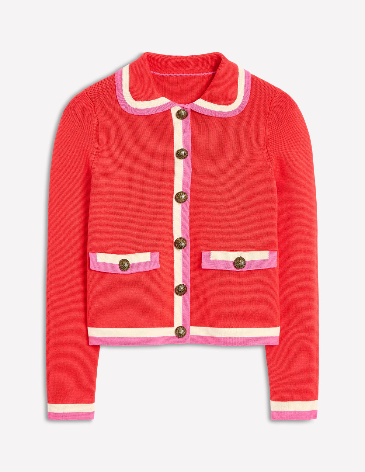 Holly Collared Knitted Jacket-Strawberry Tart Red - Image 7