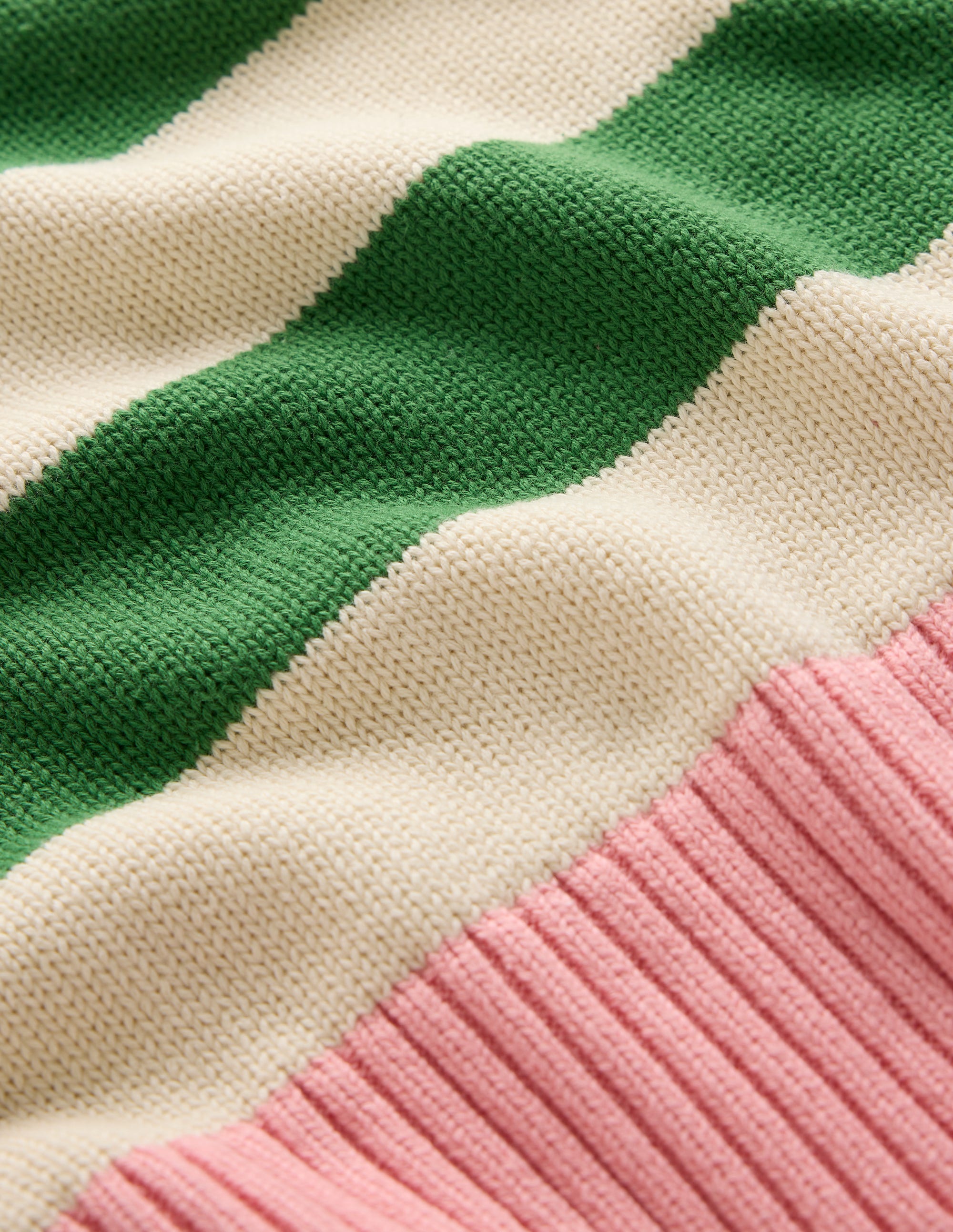 Lucinda Cotton Striped Jumper-Paradise Green, Pink Cuff - Image 6
