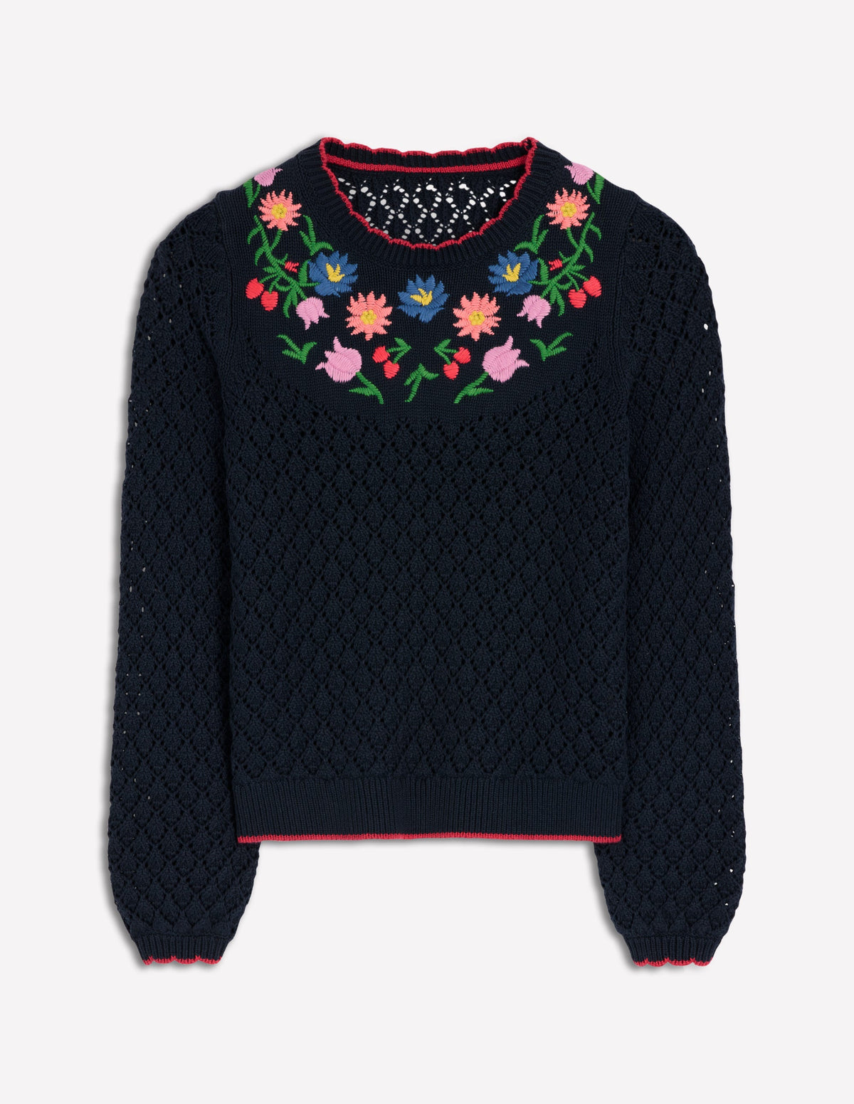 Embroidered Cotton Jumper-Navy - Image 6