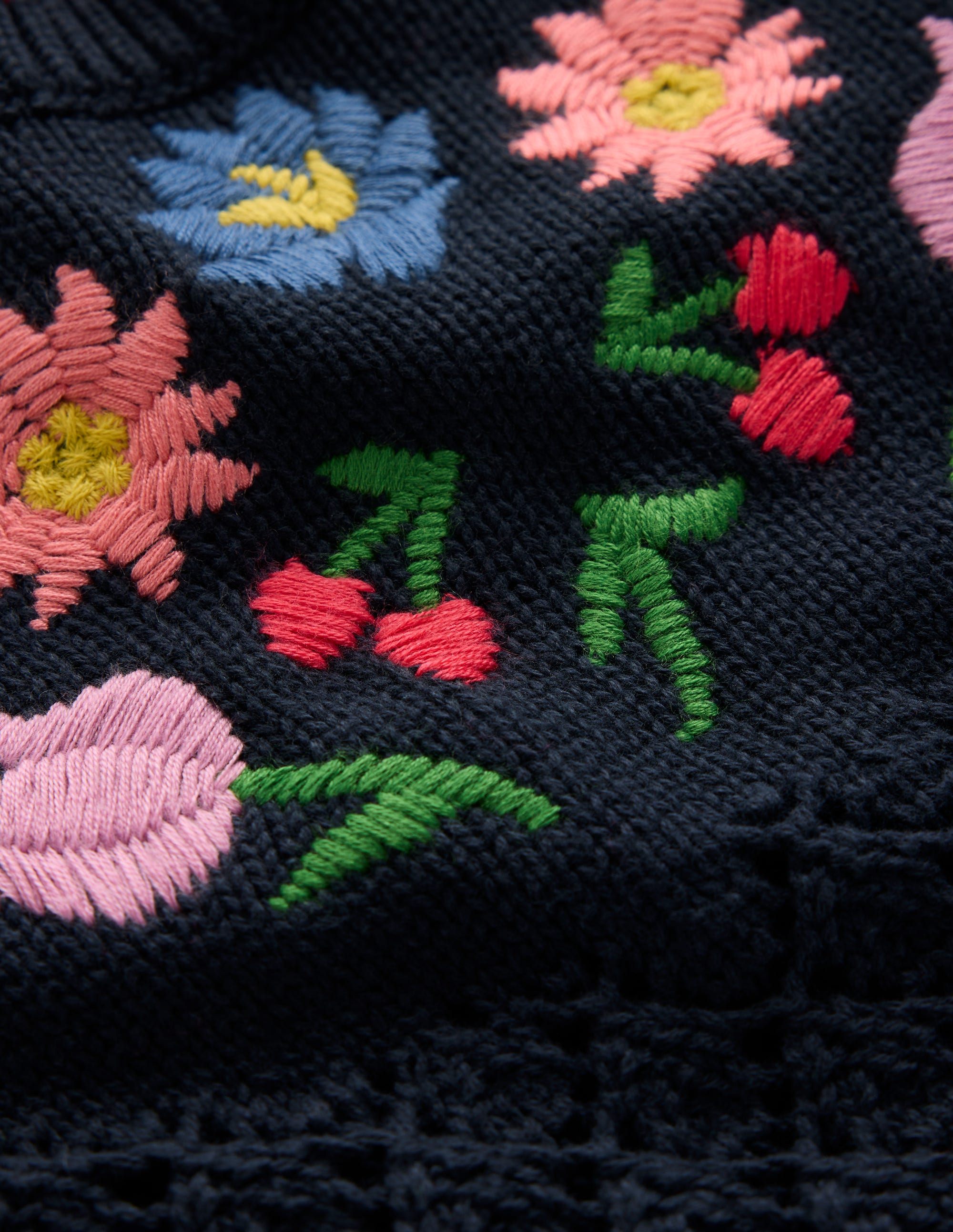 Embroidered Cotton Jumper-Navy - Image 7