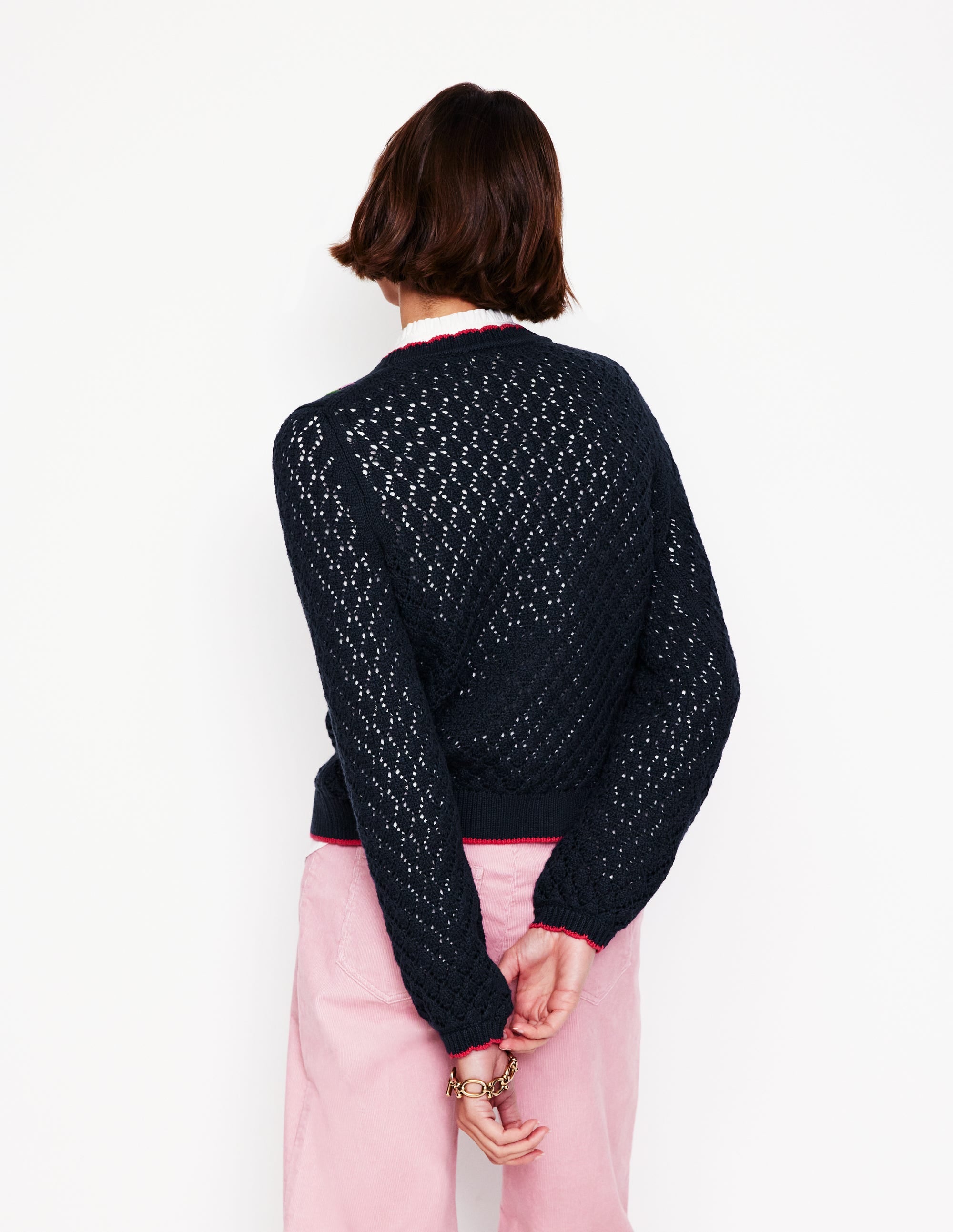 Embroidered Cotton Jumper-Navy - Image 4