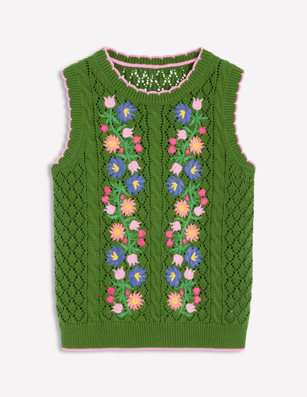 Embroidered Cotton Tank-Paradise Green-6