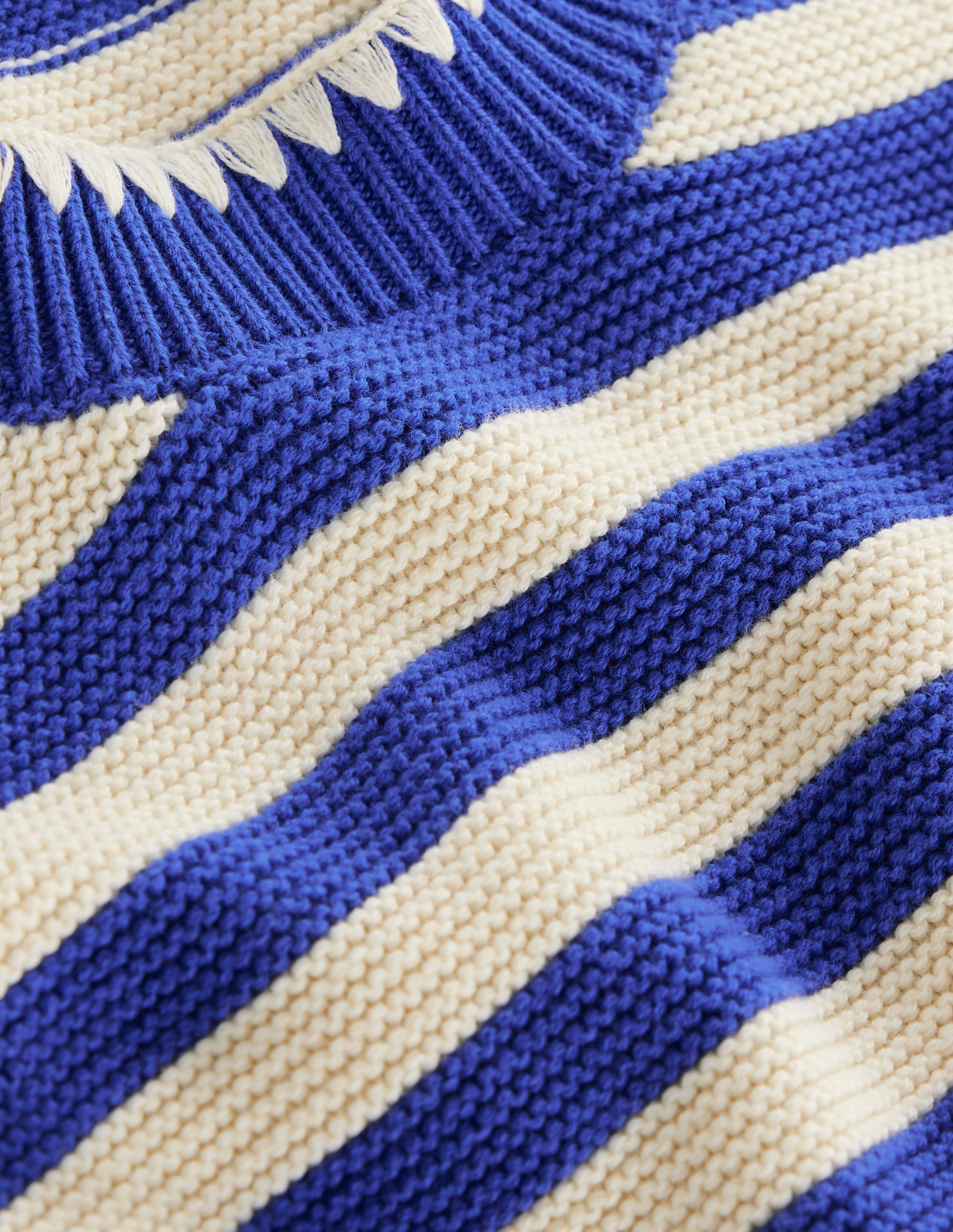 Lena Stitch Detail Jumper-Bright Blue and Ivory Stripe - Image 5