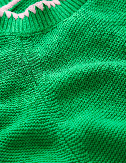 Lena Stitch Detail Jumper-Rich Emerald-6