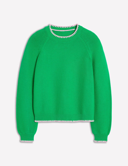 Lena Stitch Detail Jumper-Rich Emerald-5