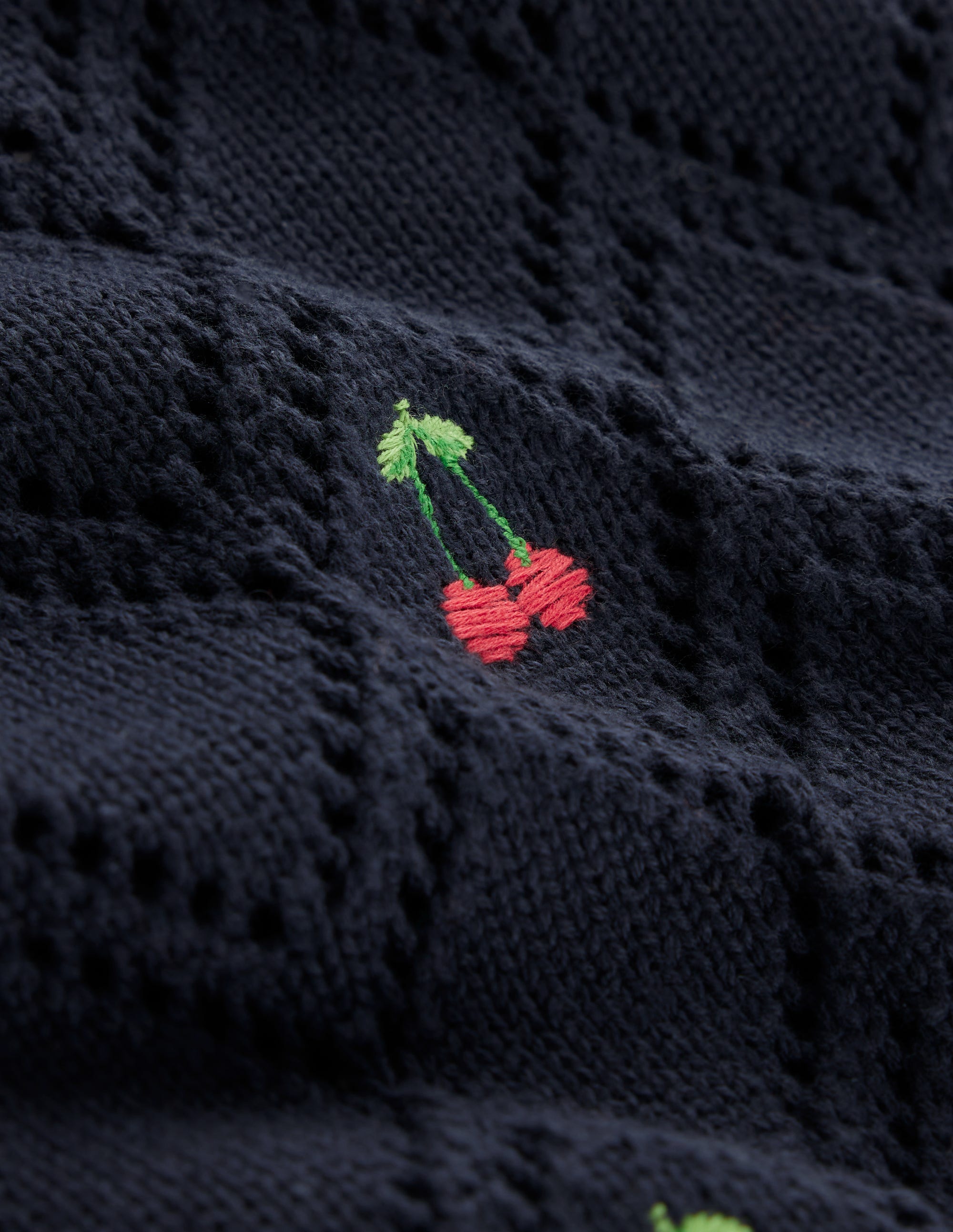 Enid Embroidered Jumper-Navy, Cherries - Image 7