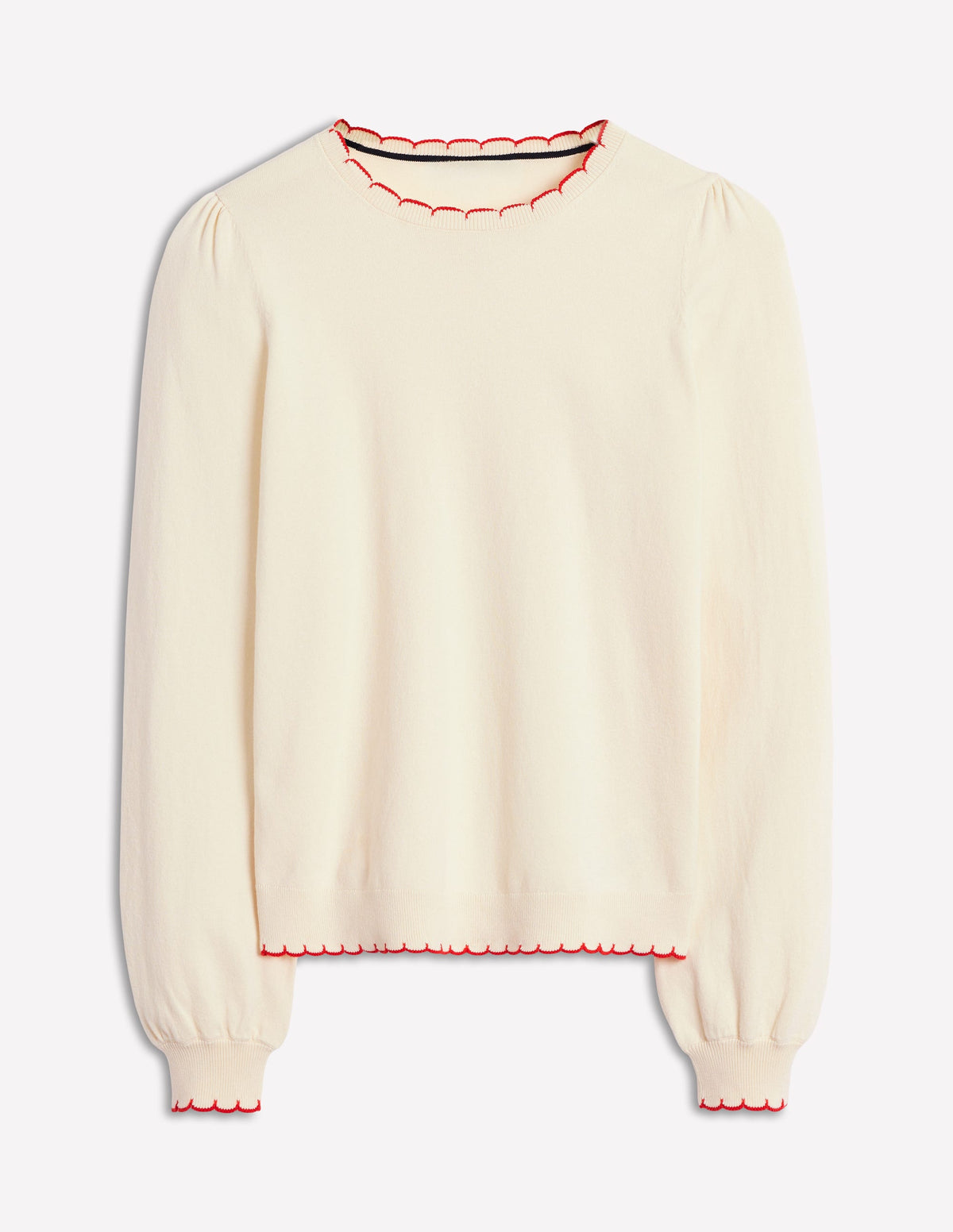Pru Scallop Trim Jumper-Warm Ivory - Image 6