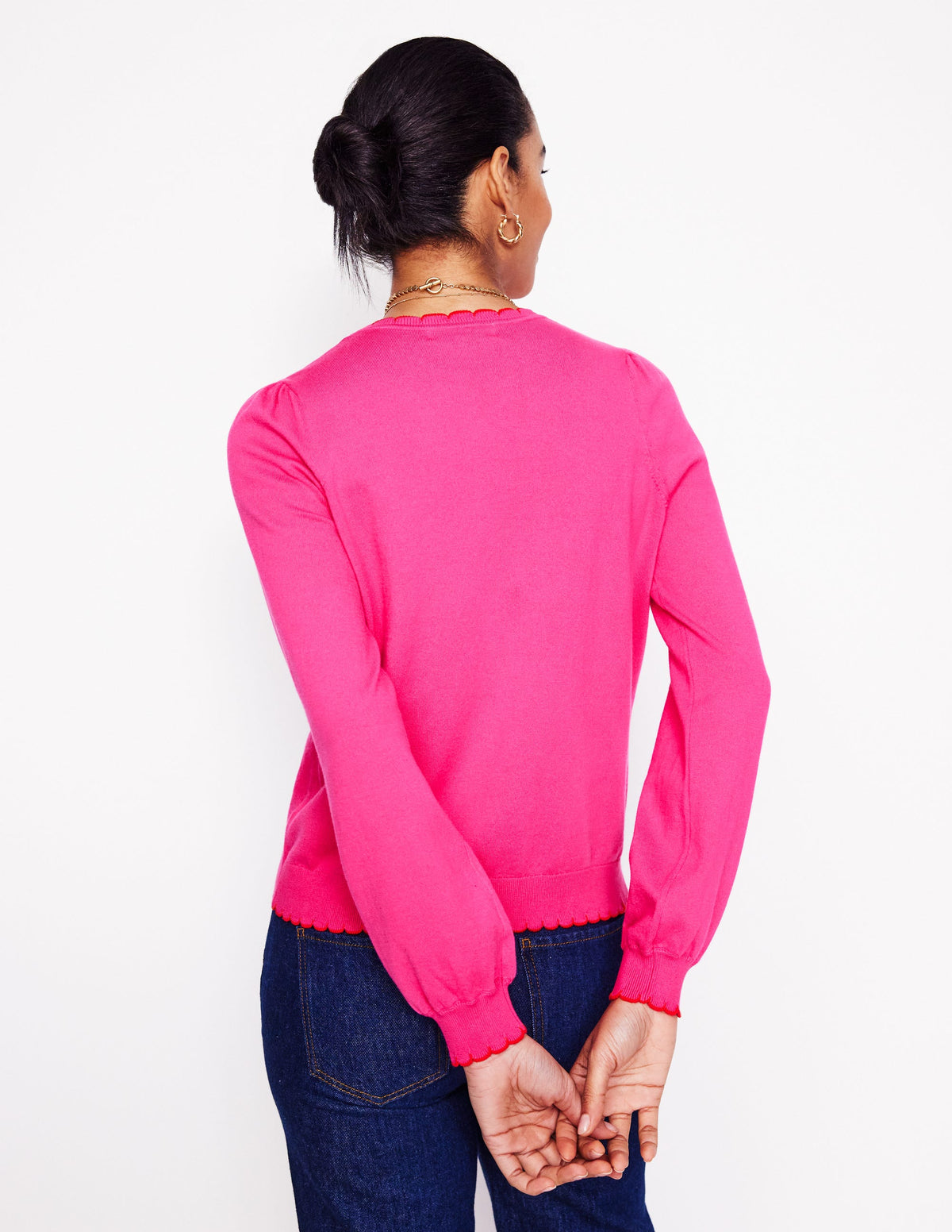 Pru Scallop Trim Jumper-Pink Peony - Image 3