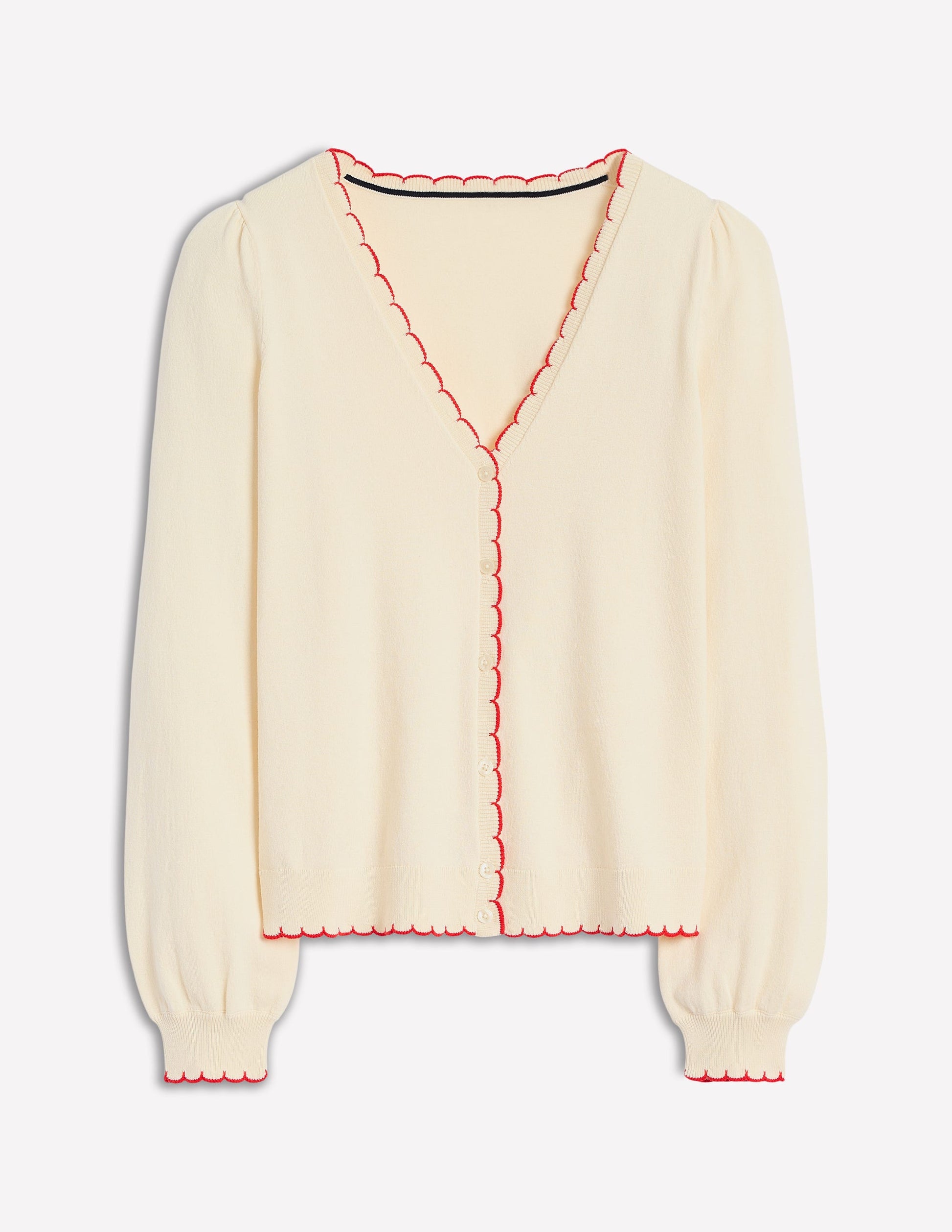 Pru Scallop Trim Cardigan-Warm Ivory-5
