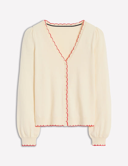 Pru Scallop Trim Cardigan-Warm Ivory-5