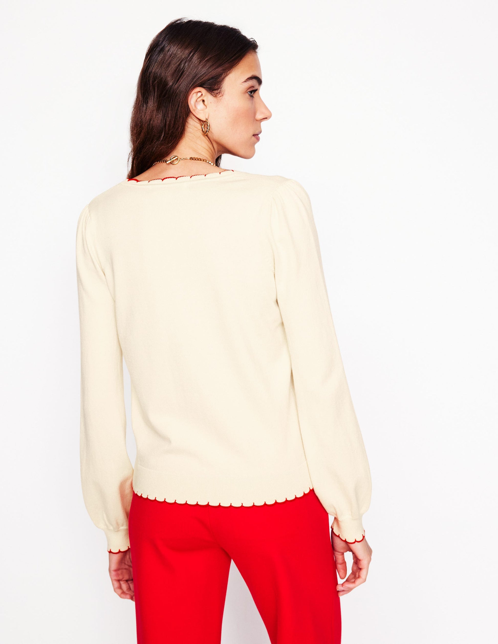 Pru Scallop Trim Cardigan-Warm Ivory-3
