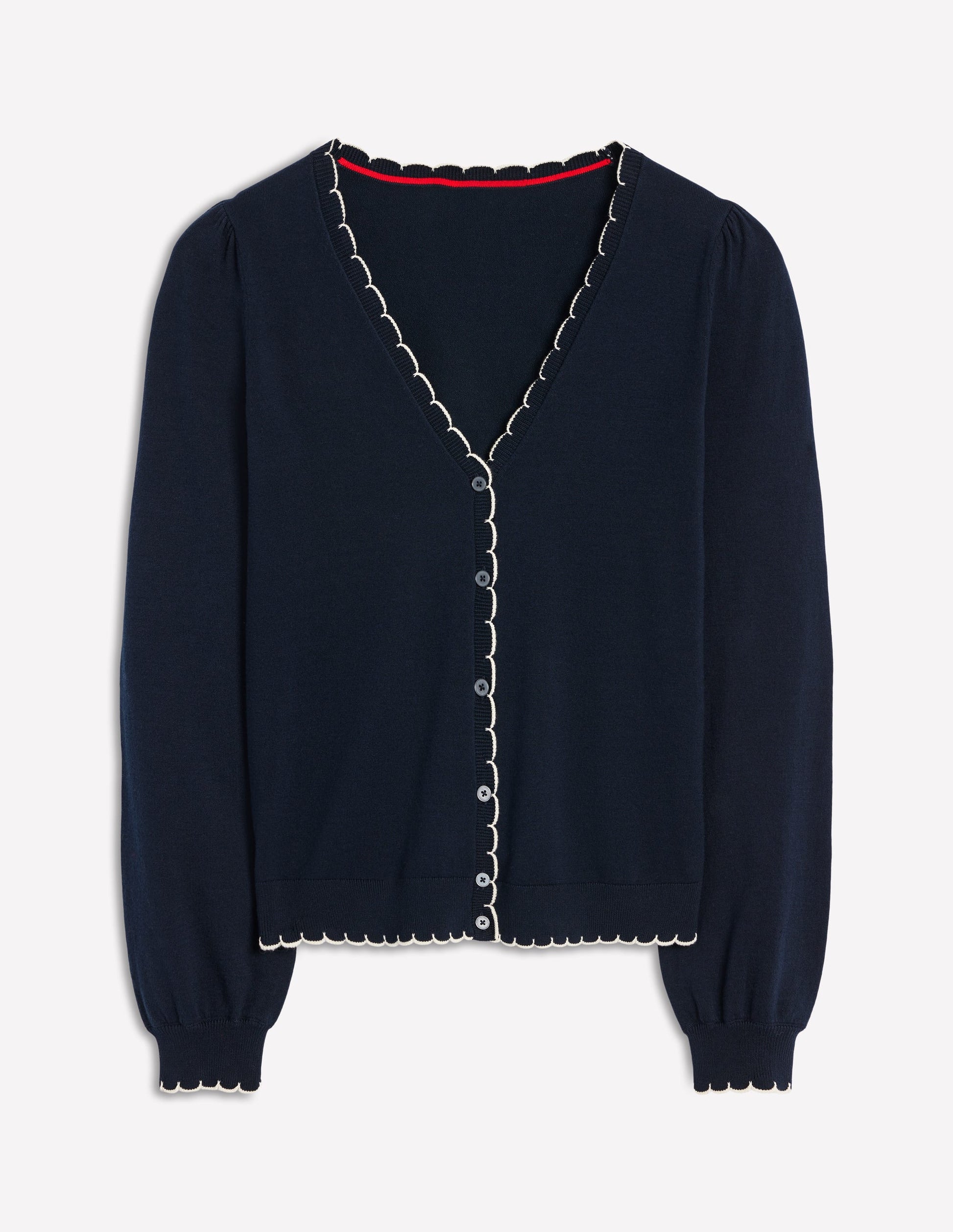 Pru Scallop Trim Cardigan-Navy-5