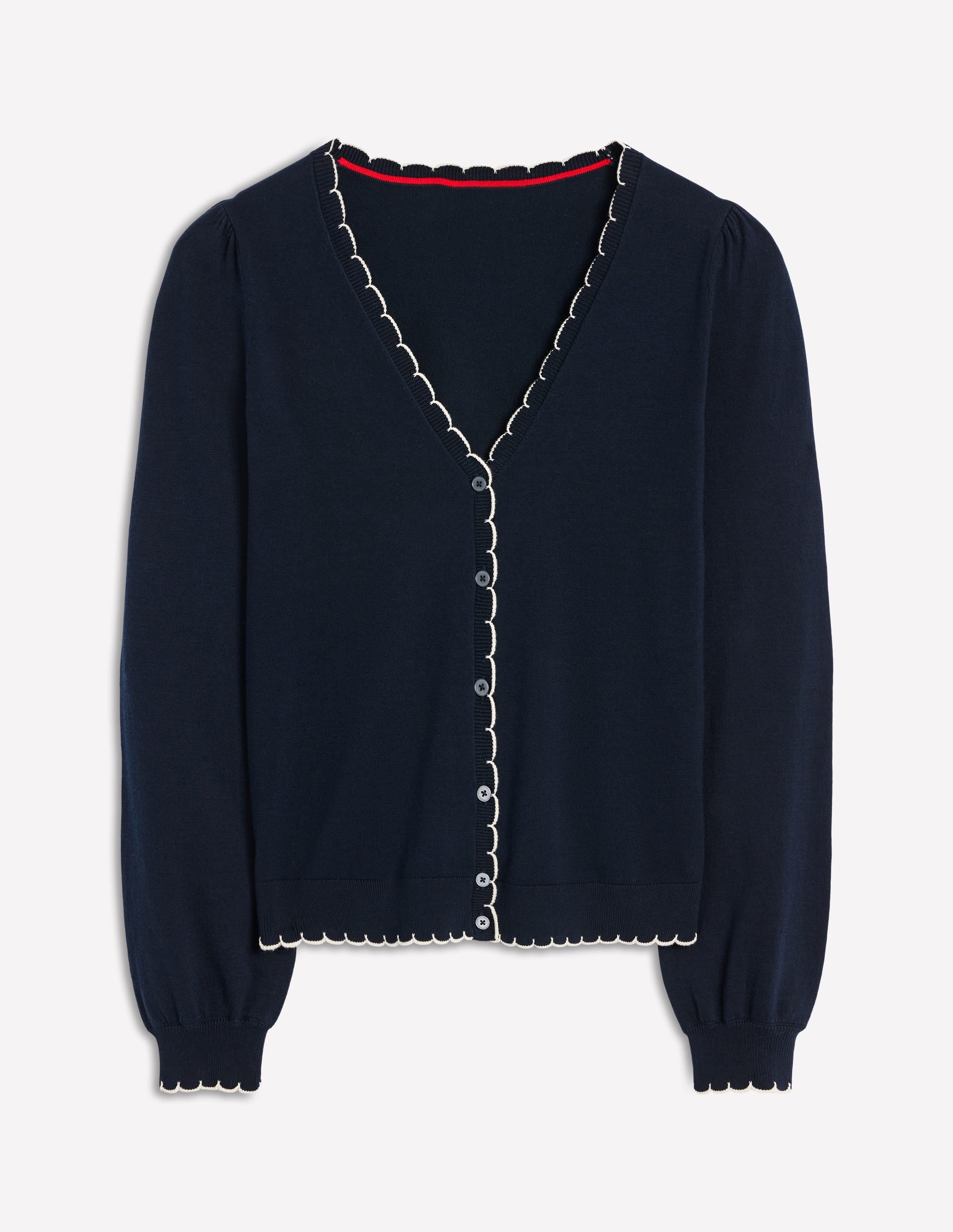 Pru Scallop Trim Cardigan-Navy - Image 5