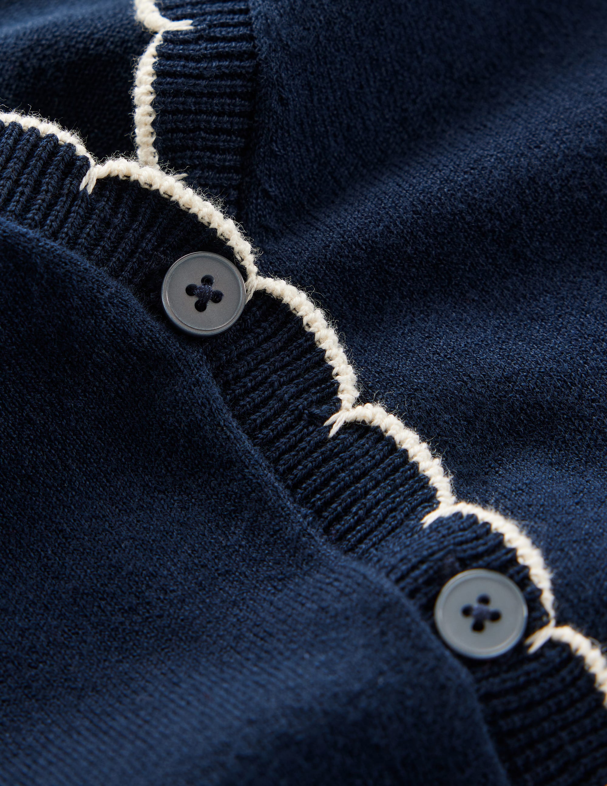 Pru Scallop Trim Cardigan-Navy - Image 6