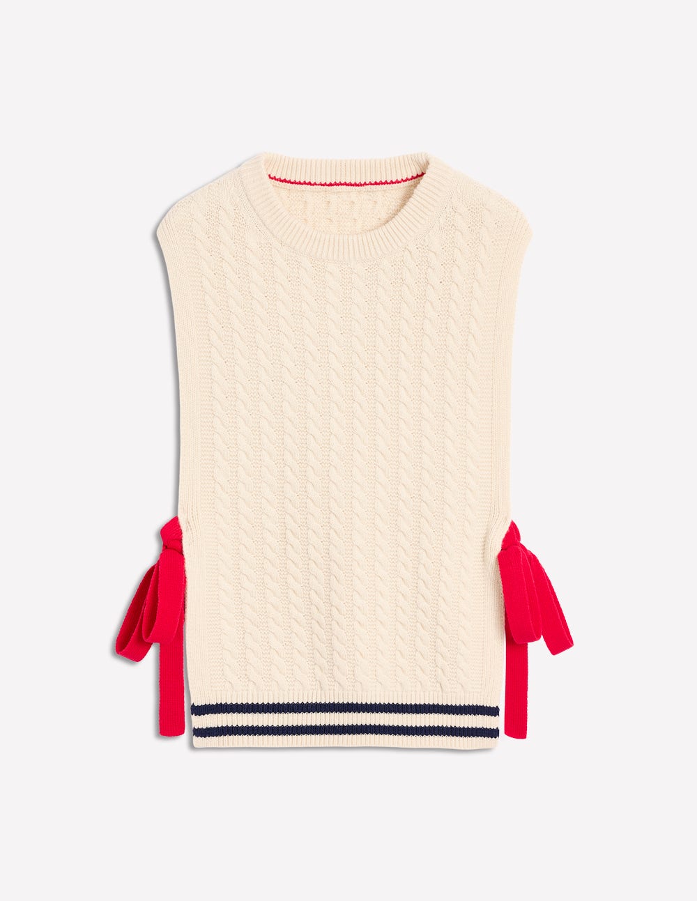 Cable Knit Wool Tabard-Warm Ivory - Image 6