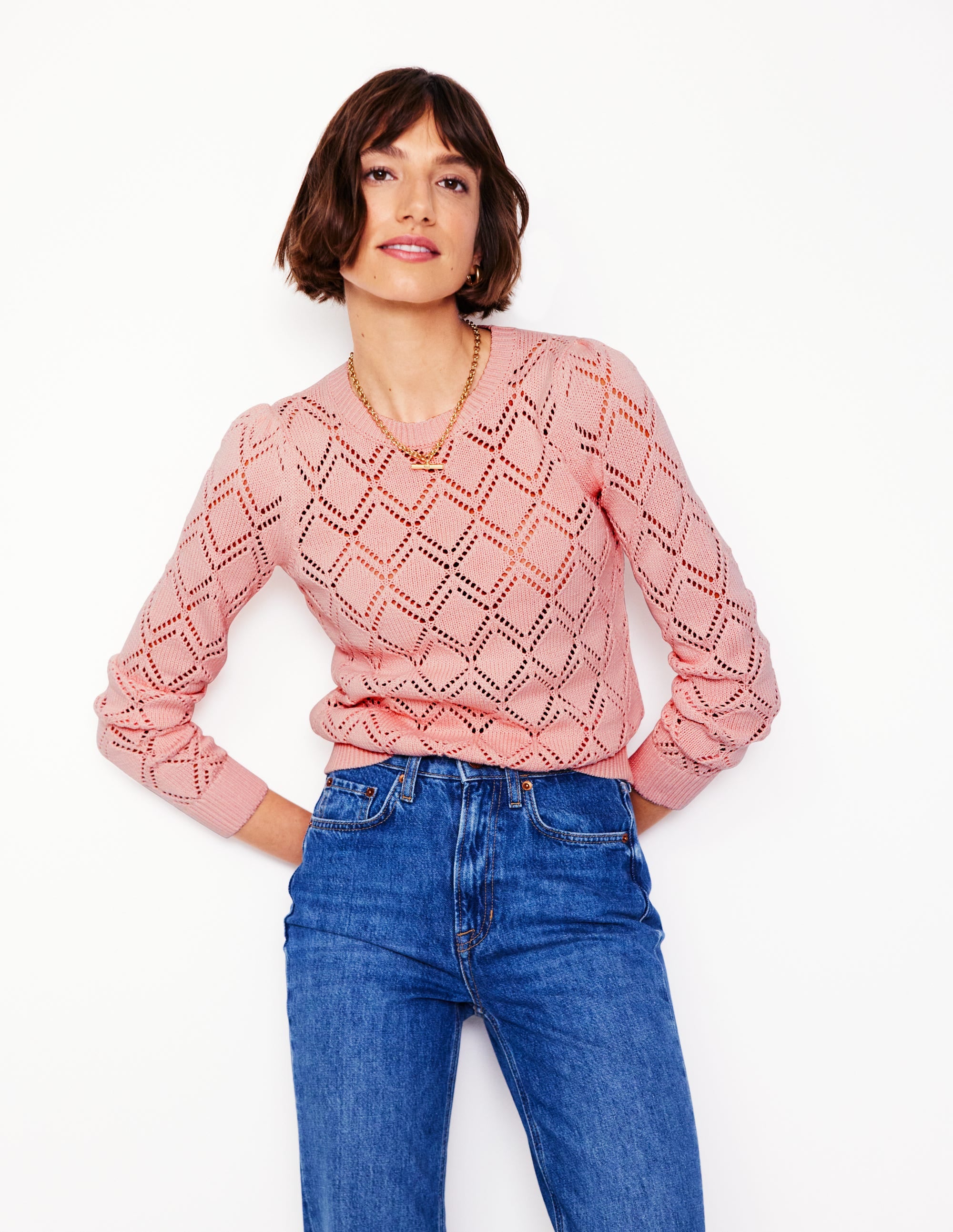 Enid Puff Sleeve Jumper-Milkshake - Image 4