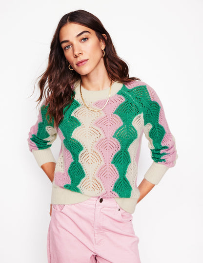 Alice Fluffy Raglan Jumper-Warm Ivory/ Soft Lavender Pink-2