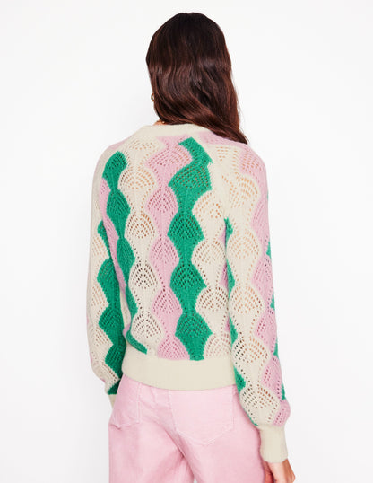 Alice Fluffy Raglan Jumper-Warm Ivory/ Soft Lavender Pink-3