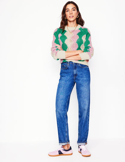 Alice Fluffy Raglan Jumper-Warm Ivory/ Soft Lavender Pink-5