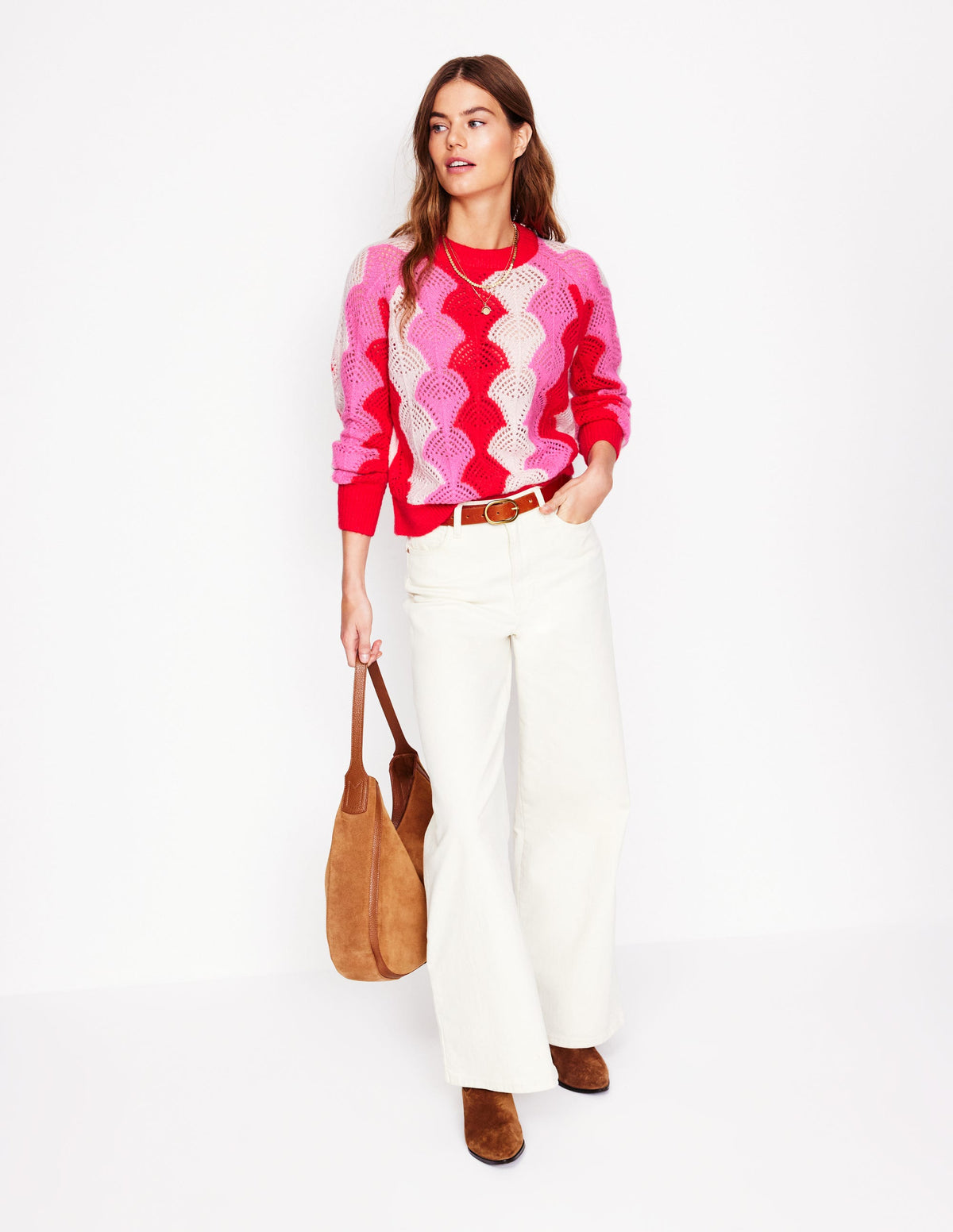 Alice Fluffy Raglan Jumper-Poppy Red/ Chalk/ Tickled Pink - Image 5
