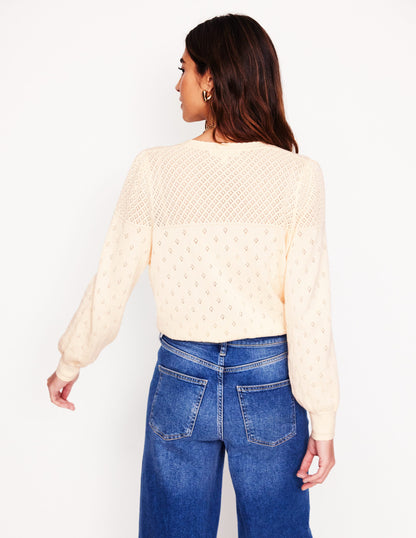 Rosalie Pointelle Cardigan-Warm Ivory-3