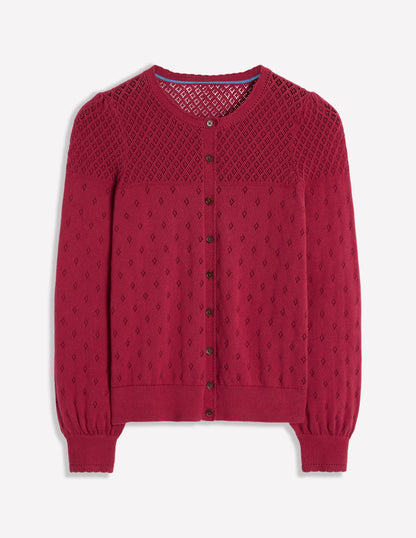 Rosalie Pointelle Cardigan-Terracotta Red-5