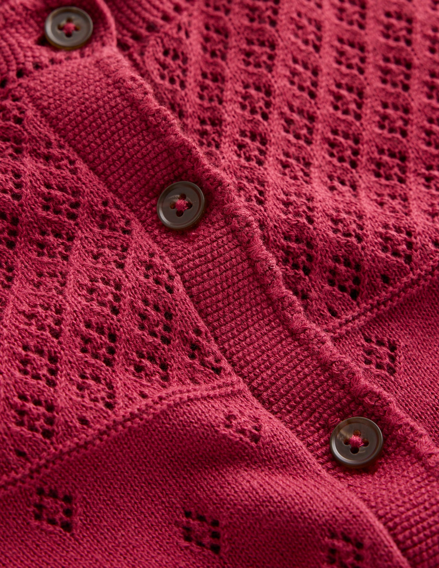 Rosalie Pointelle Cardigan-Terracotta Red