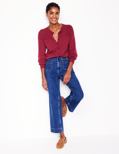 Rosalie Pointelle Cardigan-Terracotta Red-4