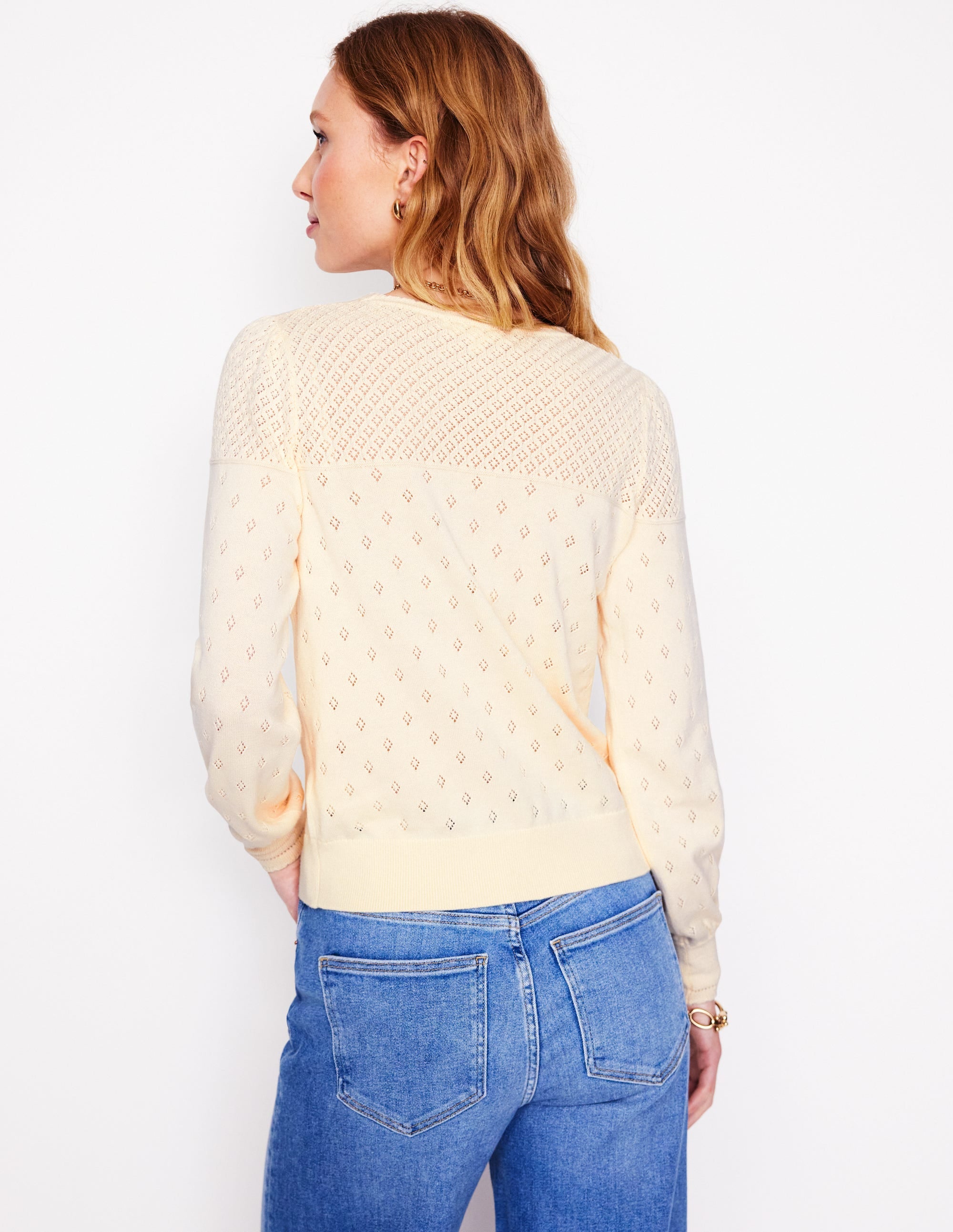 Rosalie Pointelle Jumper-Warm Ivory - Image 3