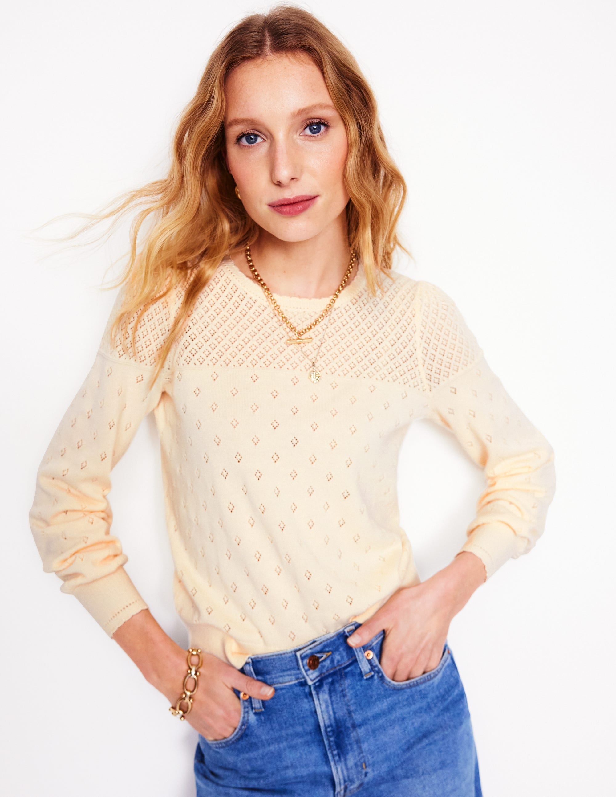 Rosalie Pointelle Jumper-Warm Ivory - Image 4