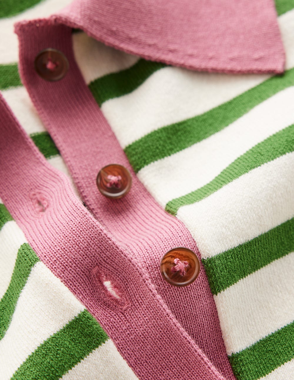 Lara Cotton Henley Jumper-Warm Ivory, Courtyard Stripe - Image 6