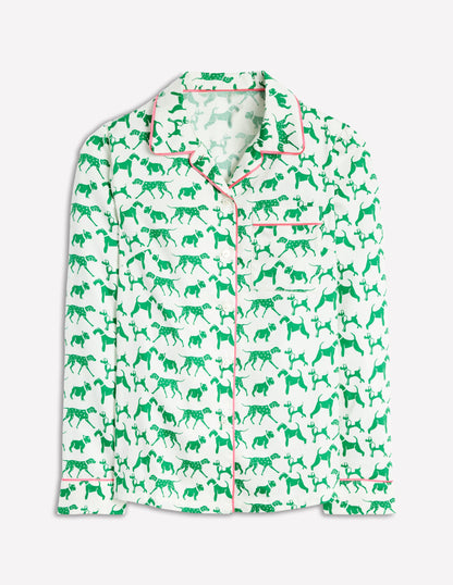 Cotton Sateen Pyjama Shirt-Ivory, Janet and Friends-5