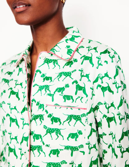 Cotton Sateen Pyjama Shirt-Ivory, Janet and Friends-2