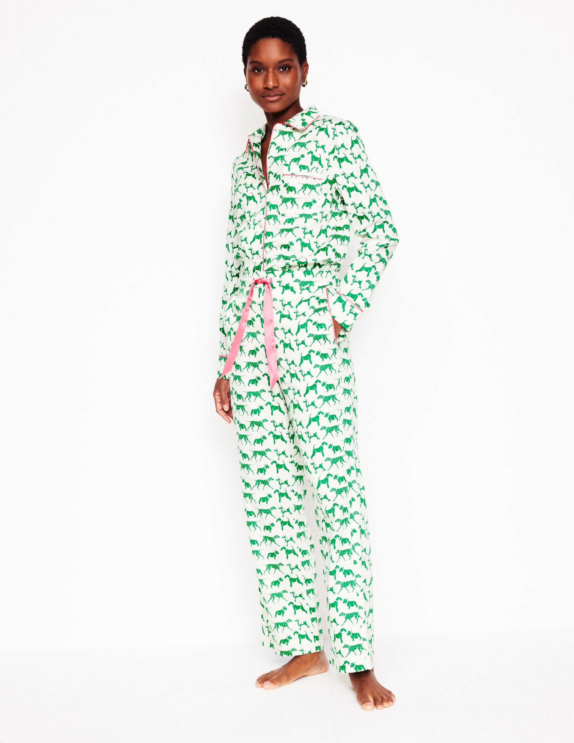 Cotton Sateen Pyjama Trousers-Ivory, Janet and Friends - Image 1