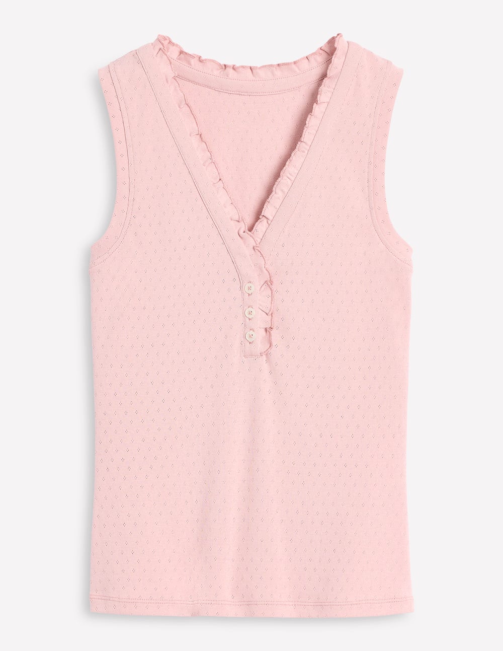 Jersey Henley Pyjama Vest-Light Pink Marl - Image 5