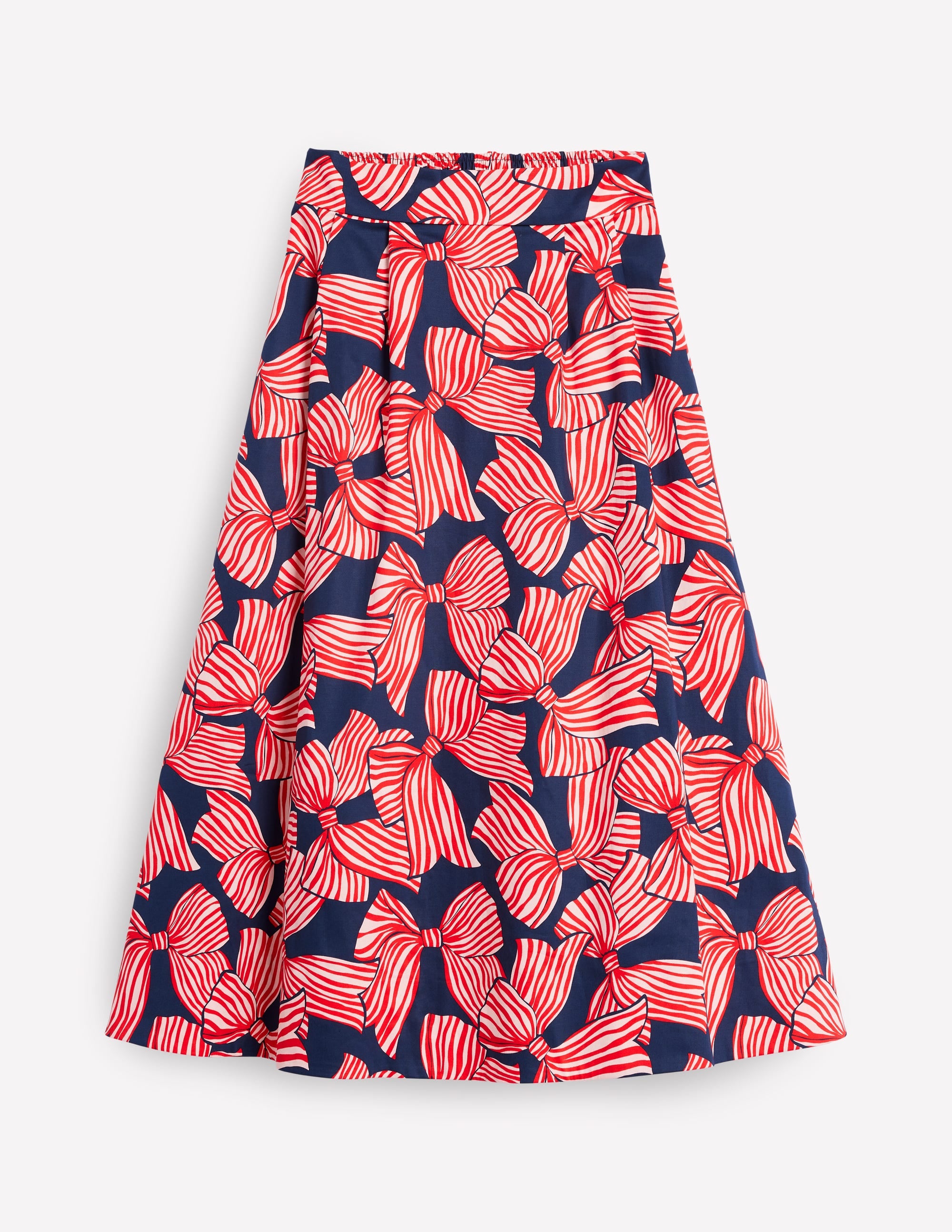 Isabella Cotton Sateen Skirt-French Navy, Bow Scatter - Image 5