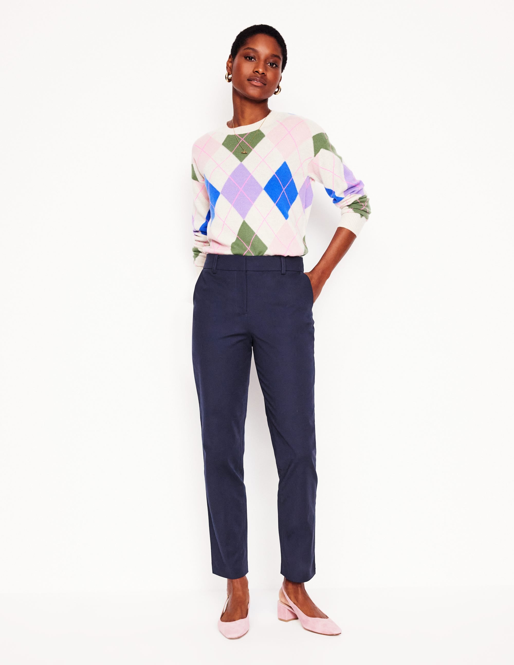 Richmond 7/8 Trousers-Navy - Image 1