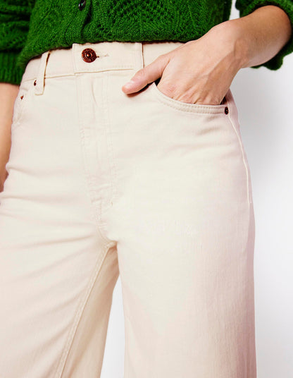 High Rise Wide Leg Jeans-Ecru-3