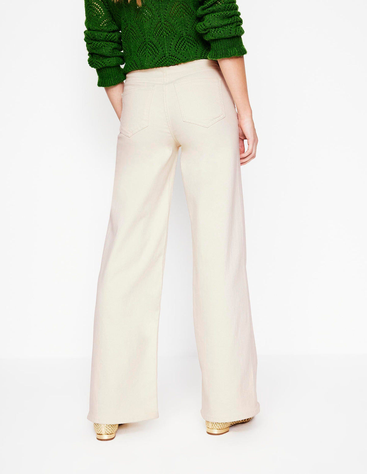 High Rise Wide Leg Jeans-Ecru - Image 4