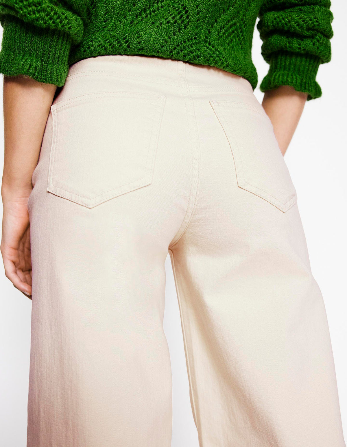 High Rise Wide Leg Jeans-Ecru - Image 5